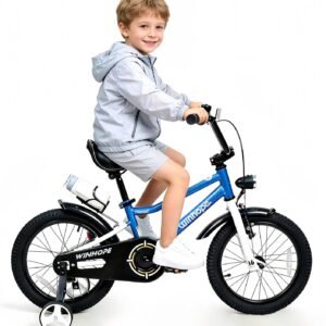 WinHope Kids Bike, 12 14 16 18 Inch Bike for 2-9 Boys & Girls, Children’s Bicycle with Training Wheels, Headlight, Fenders, Adjustable Seat and Water Bottle for Outdoor Riding, Multiple Colors