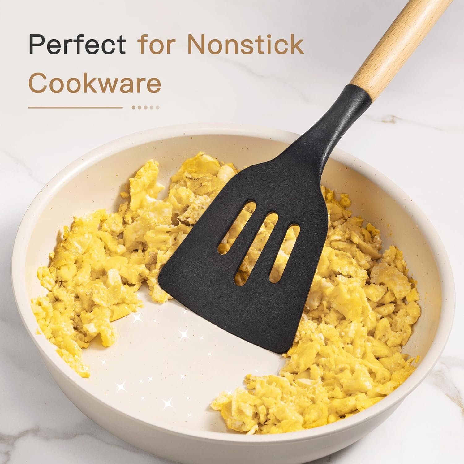 Astercook 39 PCS Kitchen Utensils Set, Silicone Cooking Utensil Sets with Wooden Handle, 446°F Heat Resistant Food Grade Spatula Set, BPA Free Kitchen Gadgets Tools Set & Spoons for Nonstick Cookware - Image 8