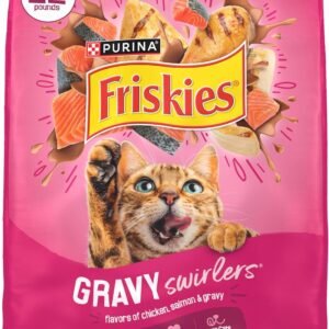 Purina Friskies Gravy Swirlers with Flavors of Chicken, Salmon and Gravy Dry Cat Food – 22 lb. Bag