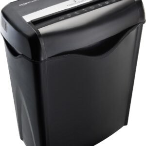 Amazon Basics 6-Sheet Cross-Cut Paper and Credit Card Shredder with 3.8 Gallon Bin, Shreds Staples, Black