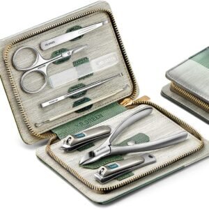 MR.GREEN Manicure Sets Pedicure Kits Stainless Steel Nail Clipper Personal Care Tools with PU Leather Case (Green)