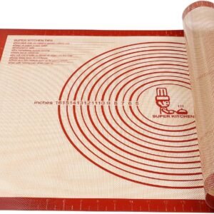 Non-slip Silicone Pastry Mat Extra Large with Measurements 28”By 20” for Silicone Baking Mat, Counter, Dough Rolling, Oven Liner,Fondant/Pie Crust By Folksy Super Kitchen Red