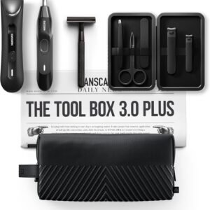 MANSCAPED® Tool Box 3.0 Plus with: The Lawn Mower® 3.0 Plus Groin Hair Groomer, Weed Whacker® 2.0 Nose Hair Trimmer, The Plow® 2.0 Razor, The Shears 3.0 Five Piece Nail Kit, The Shed 2.0 Toiletry Bag