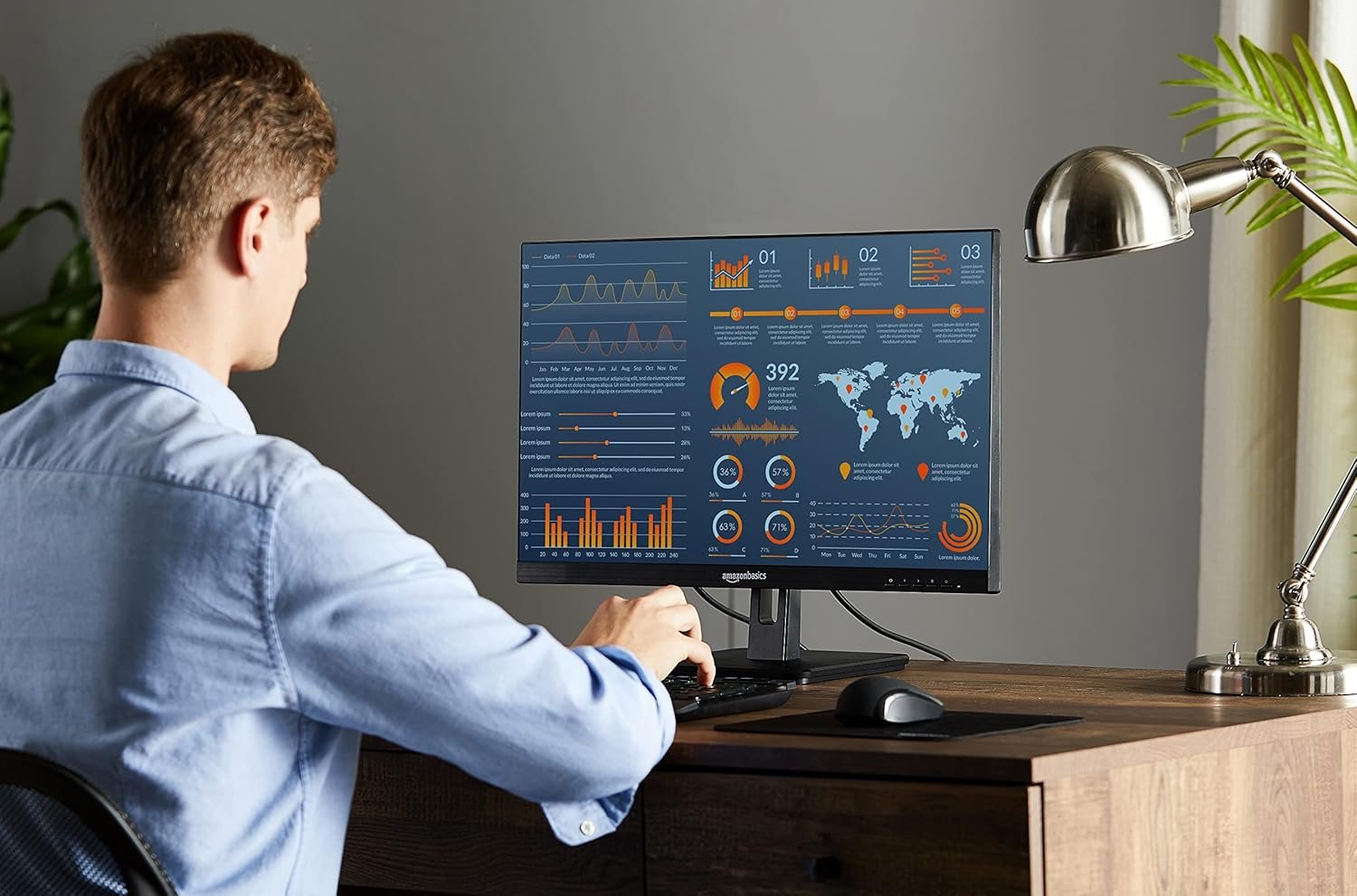 Amazon Basics 24-inch Full HD IPS Monitor, 75 Hz, 1080P, HDMI, Display Port and VGA Input, Adjustable Stand, VESA Compatible, Built-in Speakers for Office and Home, Black - Image 6