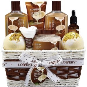 Gifts For Women Gift Basket for Women– 9 Piece Set of Vanilla Coconut Home Spa Set, Luxurious Gifts for Her, Bath and Body Sets Includes Fragrant Lotions, Large Bath Bombs, Coconut Oil