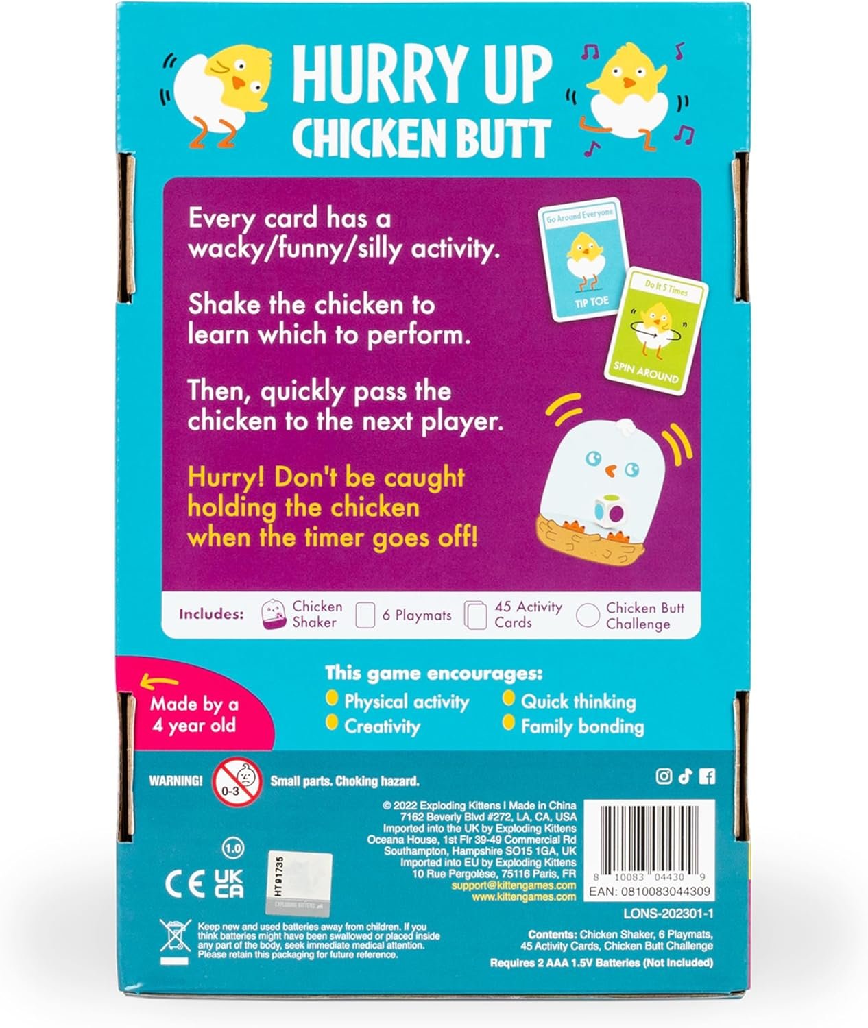 Exploding Kittens Hurry Up Chicken Butt 2-6 Players - Ages 4+ - 2 Minutes to Play - Hot Potato Style Card Game - Fun Card Game, Family Game Night, Creative Kids Game - Image 2