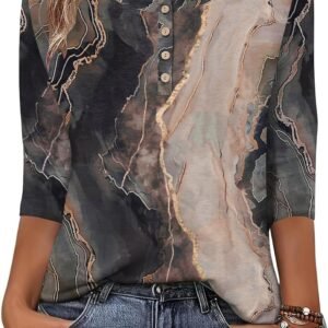 Zeagoo 3/4 Length Sleeve Women Tops Crew Neck Blouses Dressy Casual Summer T Shirts Loose Fit Business Work Clothes