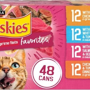 Purina Friskies Gravy Wet Cat Food Variety Pack, Surfin’ and Turfin’ Prime Filets Favorites – 48 ct. Can