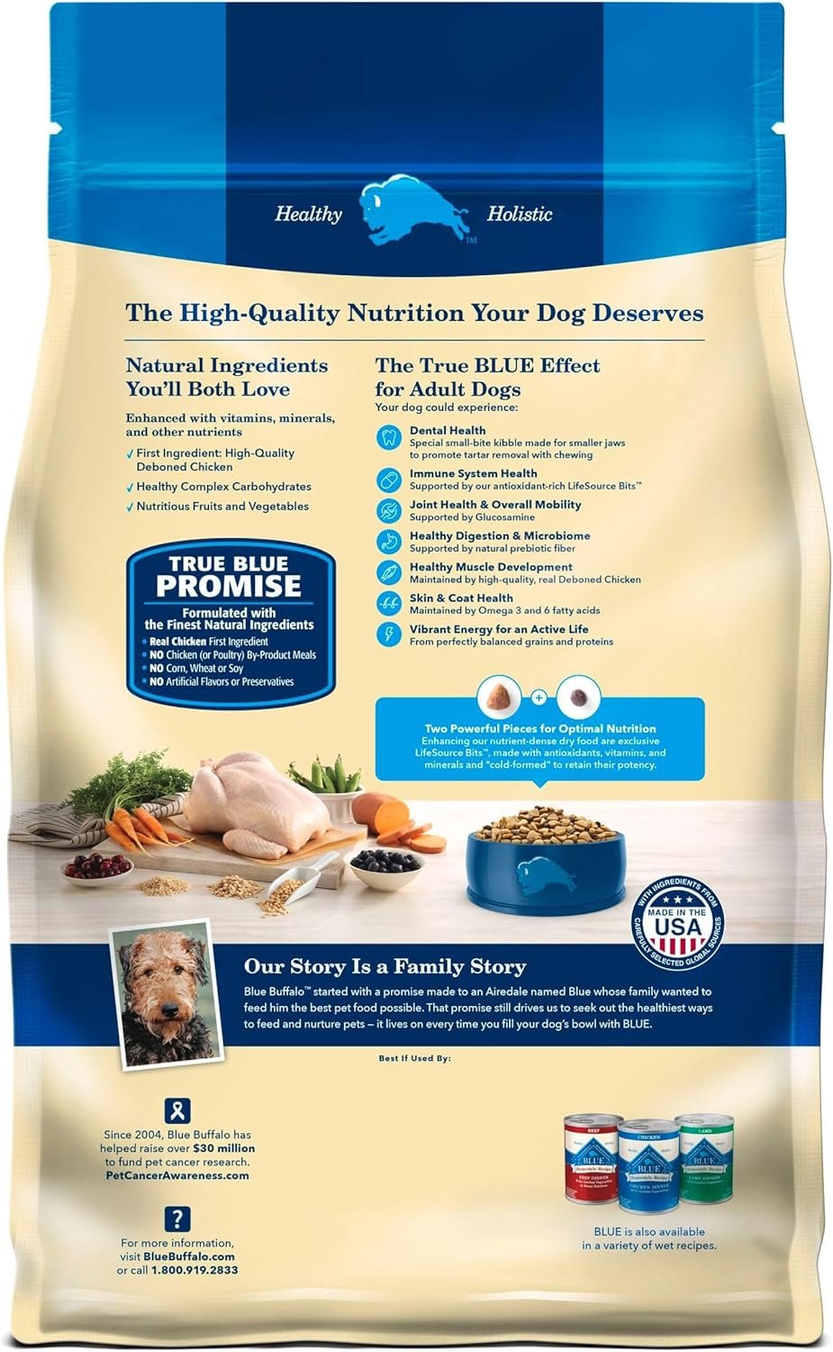 Blue Buffalo Life Protection Formula Adult Small Bite Dry Dog Food, Helps Build and Maintain Strong Muscles, Made with Natural Ingredients, Chicken & Brown Rice Recipe, 30-lb. Bag - Image 2