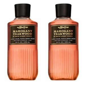Bath & Body Works 3-in-1 Hair, Face & Body Wash for Men – Mahogany Teakwood Scent, Men’s Shampoo & Cleanser with Pro-Vitamin B5 & Aloe, Warm Woodsy & Masculine Scent, 10 fl oz – 2 Pack