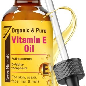 Seven Minerals Ultra Pure Vitamin E Oil – Full-Spectrum D-Alpha Tocopherol, 1 Fl Oz – 100% Organic Vitamin E Oil for Skin, Face, Hair, and Scars – Naturally Occurring = Not Synthetic
