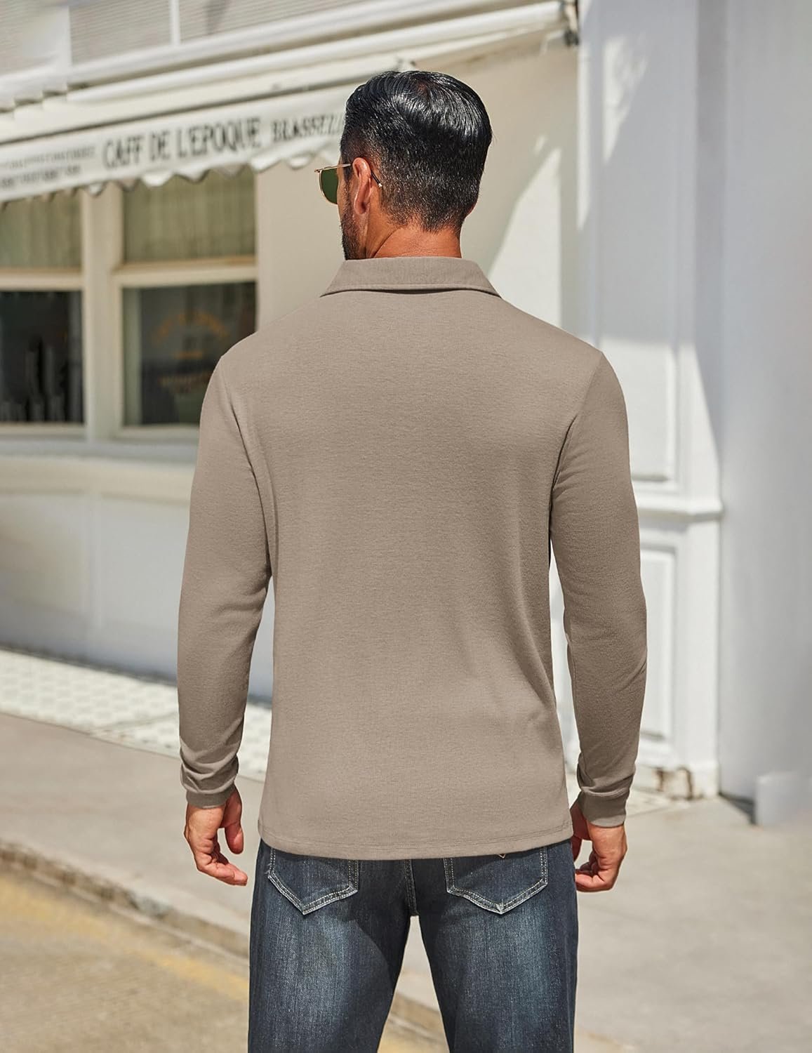 COOFANDY Mens Long Sleeve Polo Shirts Classic Casual Button Polo Tee Lightweight Collared Golf Shirt - Image 3