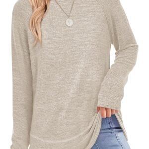 Sampeel Long Sleeve Shirts for Women Tunic Tops Loose Fit Dressy Crew Neck Pullover Basic Sweaters for Women 2025