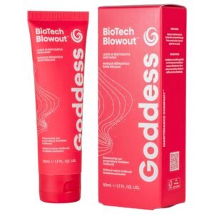 Biotech Blowout Leave-In Restorative Hair Mask 1.7 Fl Oz, Style & Heat Protectant (up to 450°F), 8-Hour Style, Frizz Control, for Damage Heat, Bleach, Colour & Chemical Stress, by Goddess Maintenance