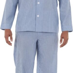 Fruit of the Loom Men’s Long Sleeve Broadcloth Pajama Set