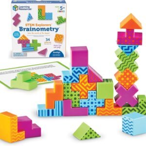 Learning Resources STEM Explorers Brainometry – 3d Puzzle, Brain Games, Brainteaser, Building Logic Toys, Gifts For Boys and Girls, Fine Motor Skills , Pattern Blocks, Math Manipulatives