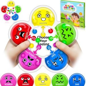 KidSquare Color Sorting Sensory Toys for Kids with Autism, Autistic 5-7, Gifts for Kids, Feelings Wheel Social Emotional Learning Activities, Fine Motor Skills Calming Fidget Toys, Ages 3+