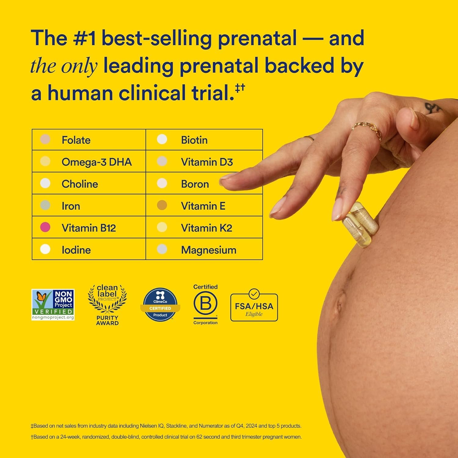 Ritual Prenatal Multivitamin For Women - Key Essential Vitamins and Minerals To Support Mom and Baby During Pregnancy* - Folate, Choline, Omega-3 DHA, Iron - Vegan - Citrus - 60 Capsules - 30 Servings - Image 2