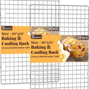 Cooling Racks for Cooking and Baking – 2 PCS 10″ x 15″ Grid Wire Baking Rack for Oven Cooking, Baking, Grilling, Roasting – Dishwasher Safe Bacon Rack – Fits Jelly Roll Cookie Sheet Pan