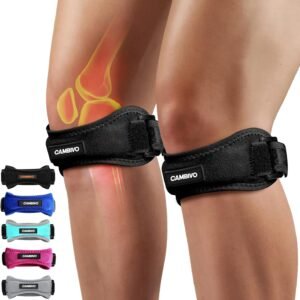 CAMBIVO Patella Tendon Knee Straps 2 Pack for Knee Pain Relief, Knee Brace for Women &Men with Extra Straps, Knee Support for Running, Hiking, Soccer, Basketball, Jumpers Knee, Tennis