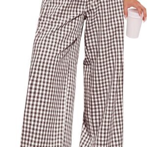 ANRABESS Women’s Gingham Pants – Casual Lounge Pajama Bottoms for Home Sleep Resort Wear