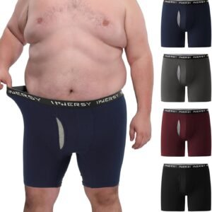 INNERSY Men’s Big and Tall Boxer Briefs Cotton Moisture Wicking Underwear 4-Pack