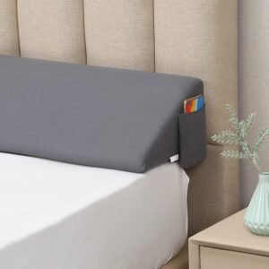 Vekkia Queen Bed Wedge Pillow for Headboard Gap/Bed Gap Filler to Cover 0-6″ Gap Between Headboard and Mattress, 60″x10″x6″-Gray