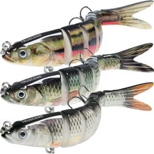 TRUSCEND Easy Catch Swimmax with BKK Hooks, Magic Noisy Wiggling and Vibrating Actions for More Bites, Lifelike Fishing Lures for Bass Trout Walleye Crappie, Strongest Dyneema Fiber Jointed Swimbaits