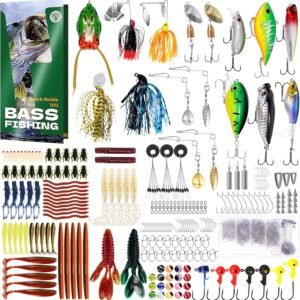 FONMANG 322-Piece Fishing Lures Kit – Buzz Bait/Spinner Baits/Jig/Frog, Fishing Tackle Box with Tackle Included, Soft Bait/Hooks/Weights, Fishing Gear Lure Kit Gift for Men Freshwater Bass Trout