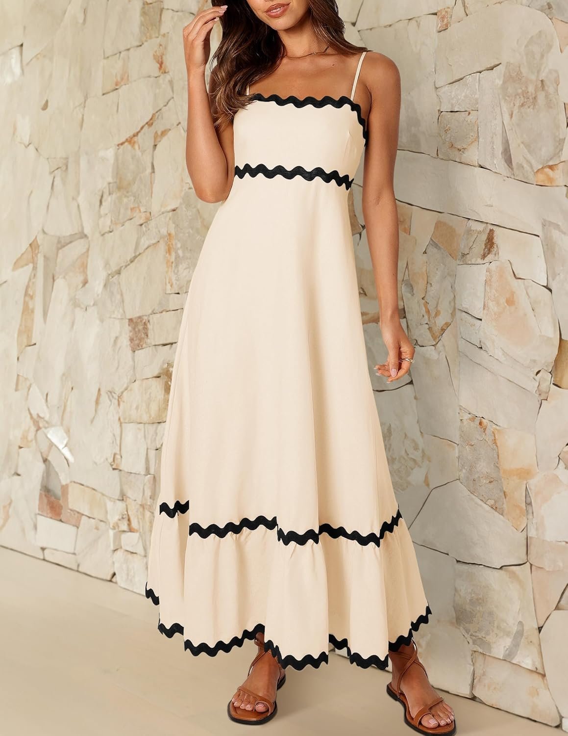 ZESICA Women's 2026 Summer Spaghetti Straps Sleeveless Backless Sundress Flowy Smocked Lace Swing A Line Midi Dress - Image 9