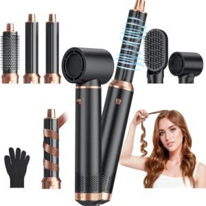 5 in 1 Blow Dryer Brush, Upgrade Hair Dryer Brush Air Curler Air Curling Wrap Styler, Detachable Hot Air Brush Negative Ion Curling Brush Iron, Hair Styling Tools for Drying Curling Straightening