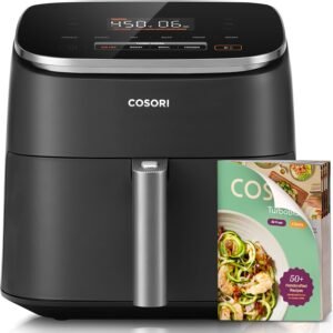 Cosori 9-in-1 TurboBlaze Air Fryer 6 Qt, PFAS-Free Ceramic Coating, 90°–450°F, Precise Heating for Even Results, Air Fry, Roast, Bake, Broil, Dry, Frozen, Proof, Reheat, Keep Warm, 120V, Dark Gray