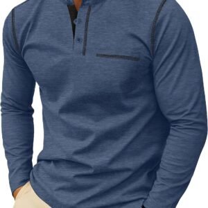 Sailwind Men’s Henley Shirts Long Sleeve Button T-Shirt Casual Stylish Cotton Pullover Shirt with Pocket