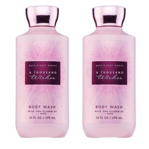 Bath & Body Works A Thousand Wishes Body Wash, Nourishing Cleanser with Pro-Vitamin B5 & Aloe, Prosecco & Peony Scent, Gentle for Daily Use, 10 fl oz – 2 Pack
