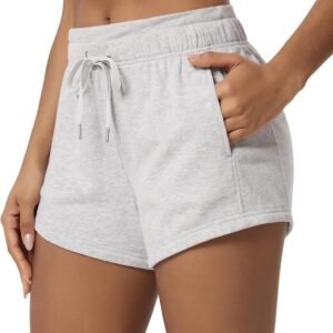 ODODOS Women’s Sweat Shorts with Pockets Cotton French Terry Drawstring Summer Workout Casual Lounge Shorts