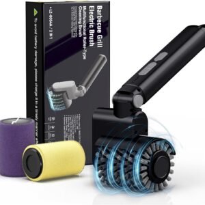 Electric Grill Brush, 3-Speed Power Control Grill Brush for Outdoor Grill, Rechargeable BBQ Grill Brush, Cordless Grill Cleaning Brush with 2 Brush Head & Scouring Pad, Gifts for Men/Dad
