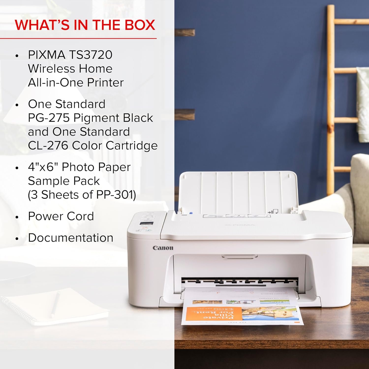 Canon PIXMA TS3720 Wireless All-in-One Printer for Basic Home Printing, White - Image 8