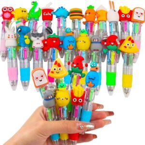 CZWZ 20Pcs Mini Multicolor Pens in One 4-in-1 Cute Pens Bulk for Kids, Fun Kawaii Ballpoint Pens for Birthdays and Children’s Party Favors Gifts Teacher School Supplies