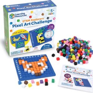 Learning Resources STEM Explorers Pixel Art Challenge – Science Kits & STEM Activities for Kids, Pattern Blocks, Fine Motor Skills, Math Manipulatives, Sorting and Counting, Gifts for Boys and Girls