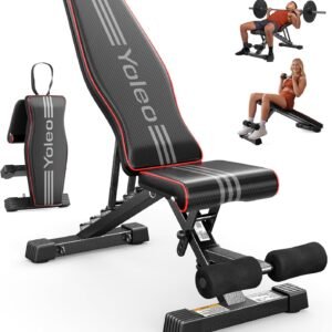 YOLEO Adjustable Weight Bench for Home Gym, ASTM-Certified 827LBS, 98% Pre-Assembled, Foldable Gym Bench with 84 Positions Incline Decline Flat, Wider Seat