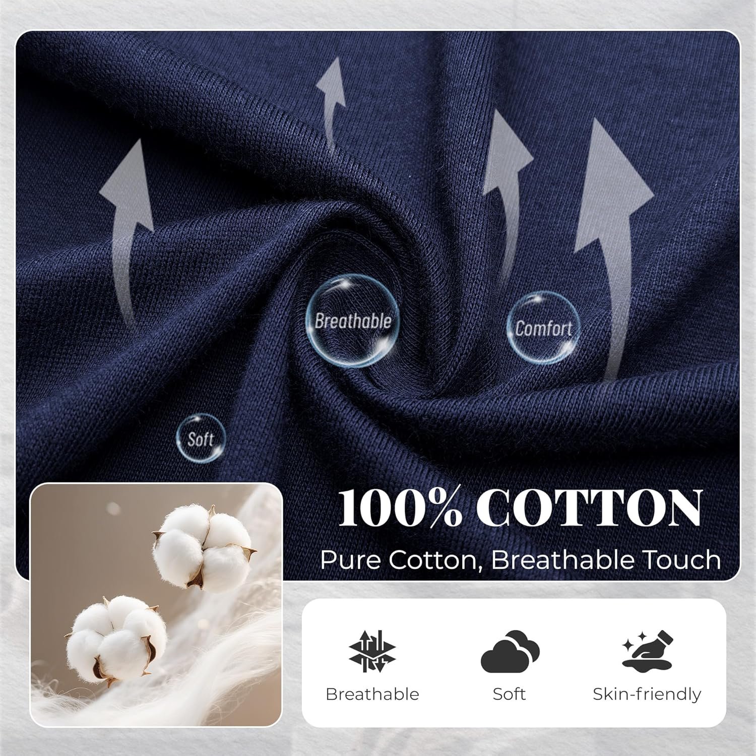 U2SKIIN Mens Cotton Pajama Set, Soft Long Sleeve Pajamas for men Lightweight Button Up Sleepwear Lounge Pjs Set with Pockets - Image 3