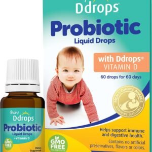 Ddrops Baby Probiotic with Vitamin D, 60 Drops – Colic Symptom Relief for Newborns and Infants – Easy-to-Use, Just One Drop Daily, No Sugar, Non-GMO, Allergy-friendy