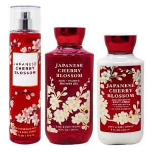 Bath and Body Works – Signature Collection – Japanese Cherry Blossom – Shower Gel – Fine Fragrance Mist & Body Lotion Trio
