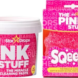 Stardrops – The Pink Stuff Miracle Cleaning Paste & SQeeZY Scrubber Sponge Bundle – All-Purpose, Non-Scratch Cleaner for Kitchens, Bathrooms, Walls, Floors, Pots, Grout, and More