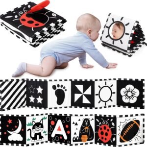 URMYWO Black and White Baby Toy, Tummy Time High Contrast Newborn Toys 0-3 Months, Soft Baby Book, Visual Stimulation Montessori Sensory Infant Toys 0-6-12 Months, Boy Girl Shower Gift