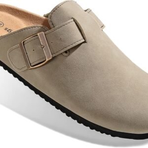 BULLIANT Clogs Slippers Sandals Nurse Work Shoes Men Women,Fleece-Lined Upper+Memory FOAD Cushioned Cork-Footbed