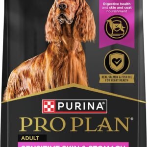 Purina Pro Plan Sensitive Skin and Stomach Dog Food Dry, Adult Salmon & Rice Formula, Digestive Health – 30 lb. Bag