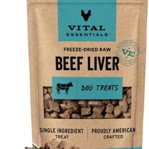 Vital Essentials Freeze Dried Dog Treats | Beef Liver, Single Ingredient | Premium Quality | Grain Free Training Treats for Dogs, 2.1 oz Bag