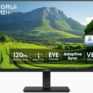 KOORUI New 22 Inch Computer Monitor FHD 1080P 120Hz PC Gaming Screen VA Panel Ultra-Slim Display 4000:1 Contrast Ratio with Adpitive Sync (HDMI/VGA/VESA Compatible 100x100mm/Audio Out), Tilt, Black