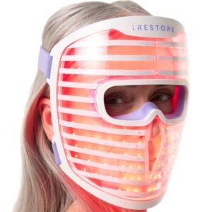 iRestore LED Face Mask for Youthful Skin, Red Light Therapy for Face, Red, Blue & Infrared Therapy for Wrinkles, Fine Lines, Dark Spots with 360 LEDs, Skincare Device for Women & Men